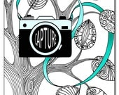 Camera 5x7 Card and Bookmark Doodle Set