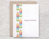 Birthday Card - EcoFriendly Chevron Card, Autumn Happy Birthday Card