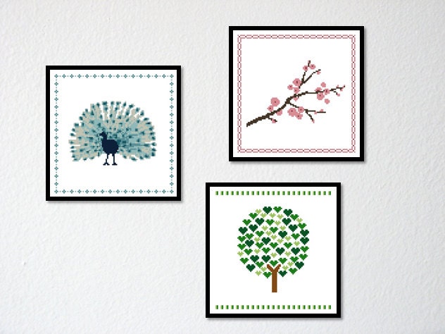 Counted Cross stitch Pattern PDF. Series of 3 Classic Borders. Creative Extra. Instant download.