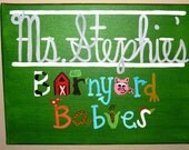 School Name, Daycare Sign, personalized teacher painting, great gift- 12"x16" acrylic paint on canvas