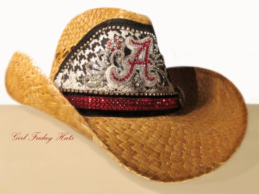 Cowgirl Cowboy Hat BAMA Alabama University Collegiate Roll Tide Embellished Sports Football