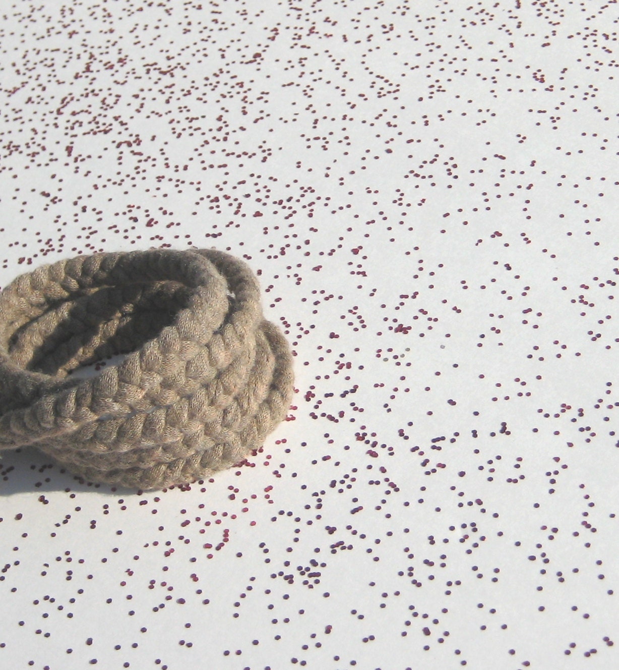 Fabric Bracelet Braided in taupe brown. Fiber Cuff. Eco Jewelry. Summer Accessory. Gift under 20.