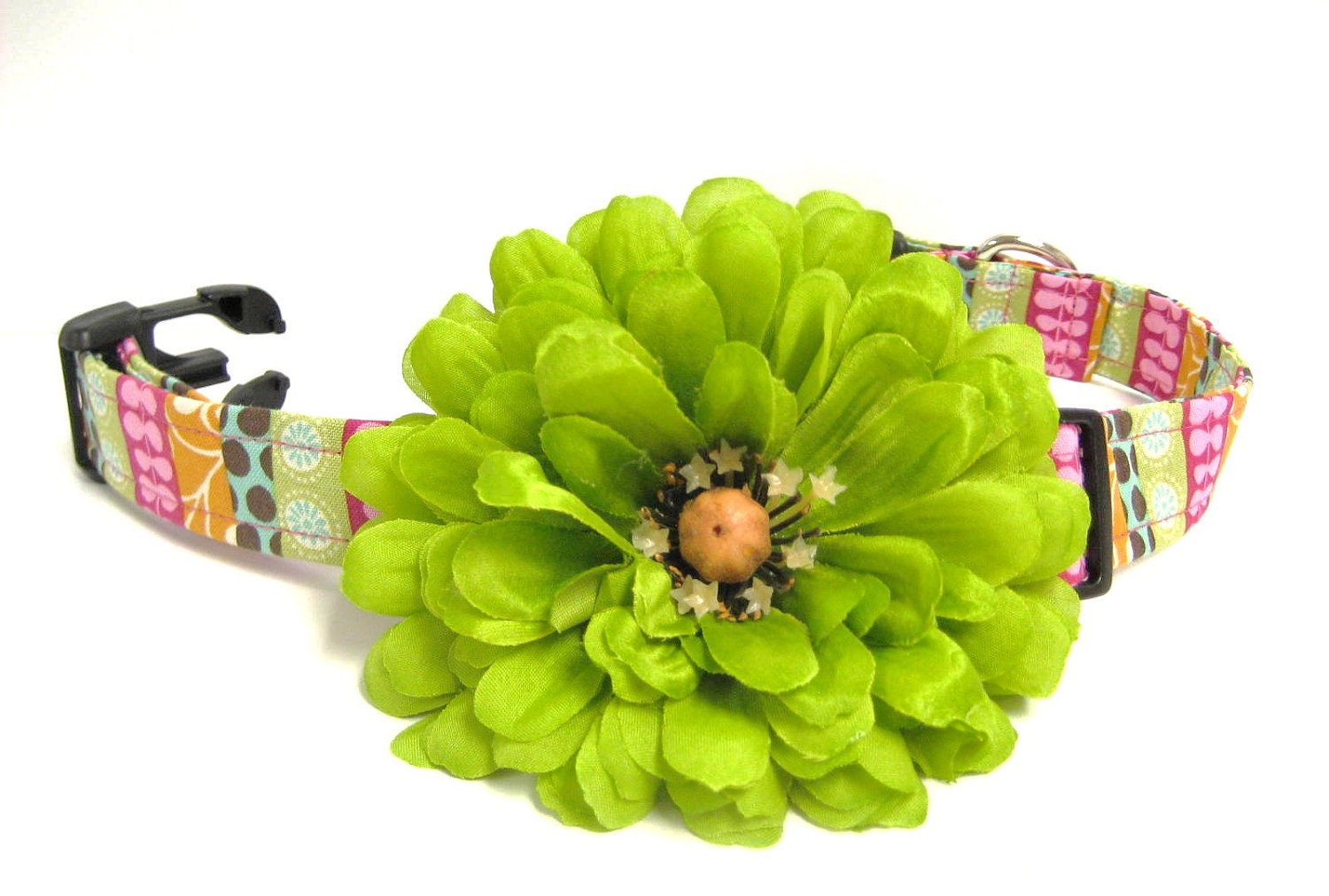 Dog Collar Flower Accessory - Lime Green Detachable Flower