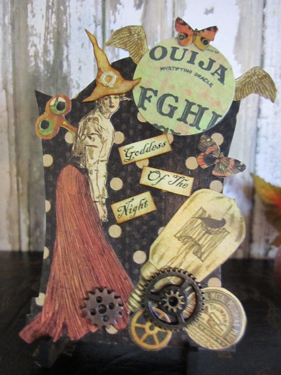 Halloween Decoration ACEO Collage Art One Of A Kind SteamPunk