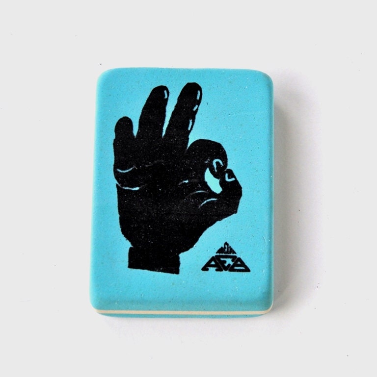 Blue Eraser with OK Sign for Big Mistakes