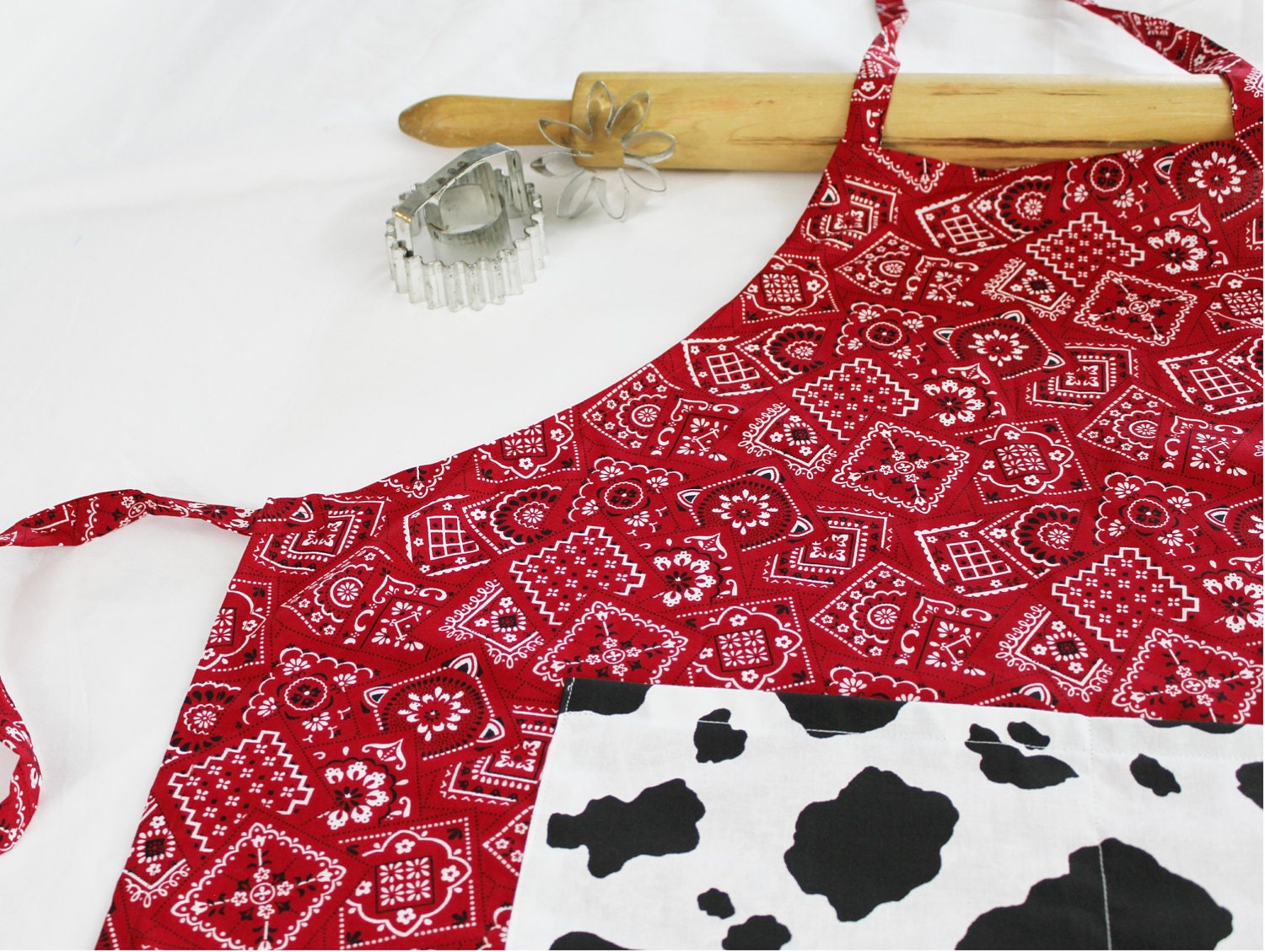 Bandanna and Cowprint Adult Apron