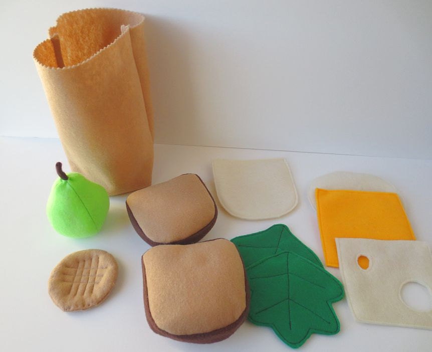 Felt Food Bagged Lunch - Sandwich, Bag, Pear, Cookie