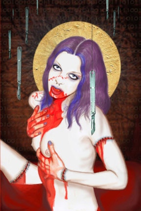 Zombie Blood Bath "St. Cherie" 8x10 archival print