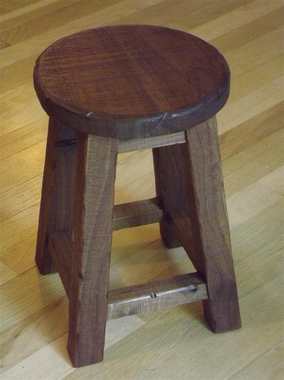 Reclaimed wood/ Solid Walnut/ Rustic/ stool / shop stool/ old fashion/ rough sawn/ 18"H