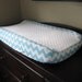 Changing Pad Cover with Minky Center -Aqua and White Chevron