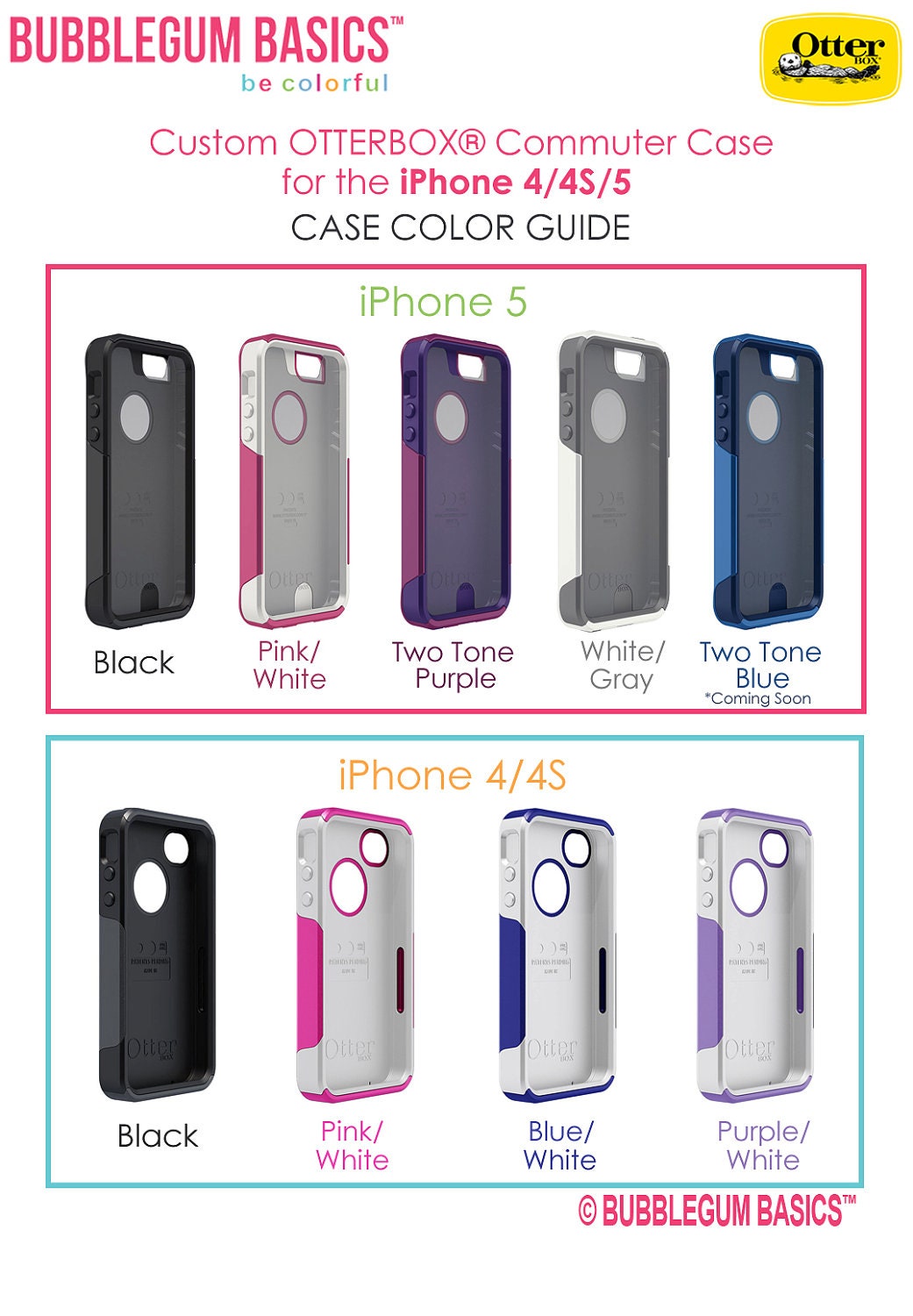OTTERBOX COMMUTER iPhone 5 4/4S Case Custom Black White Polka Dot Hot Pink Name Initial Personalized Monogram