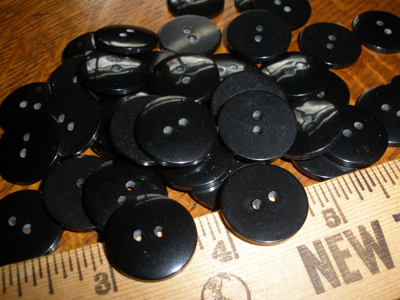 Craft Stash Flat Black Buttons - 36 Plastic 3/4" (19 MM 30L) 2-hole sew-on sewing crafts scrapbooking jewelry flatback bulk