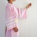 Bridesmaids Robe Wedding Robe Bathrobe Peshtemal Kimono Robe Pink Cotton Candy Handmade Eco Friendly Obi Belt Pale Thin Delicate