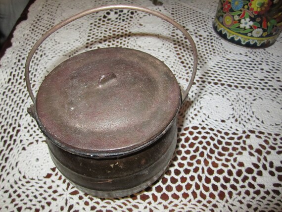 Cast Iron Small Vintage Pot with Lid by CJAndSistersVintage