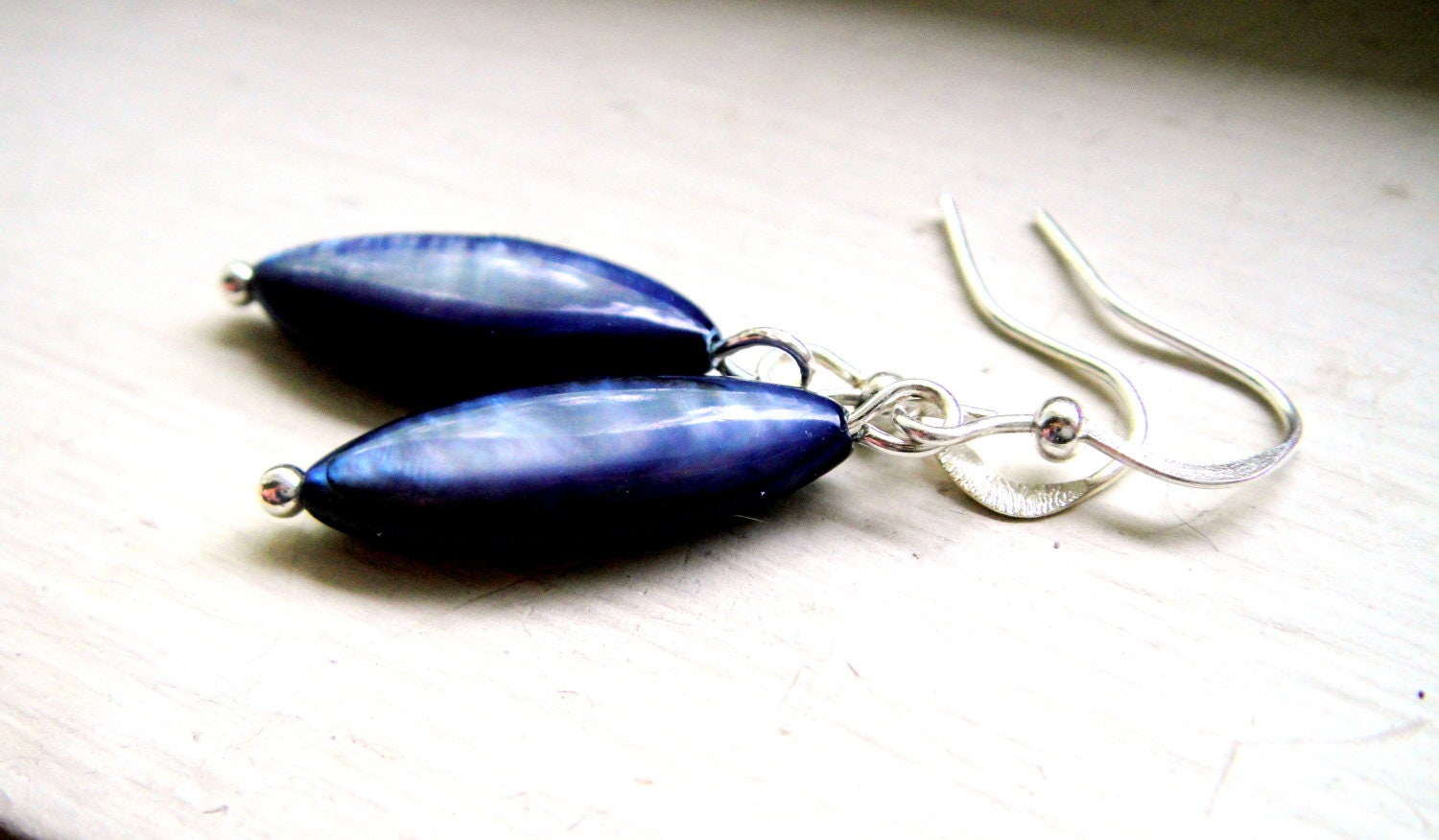 Navy Blue Earrings - Conch Shell in Blue, Navy, Nautical