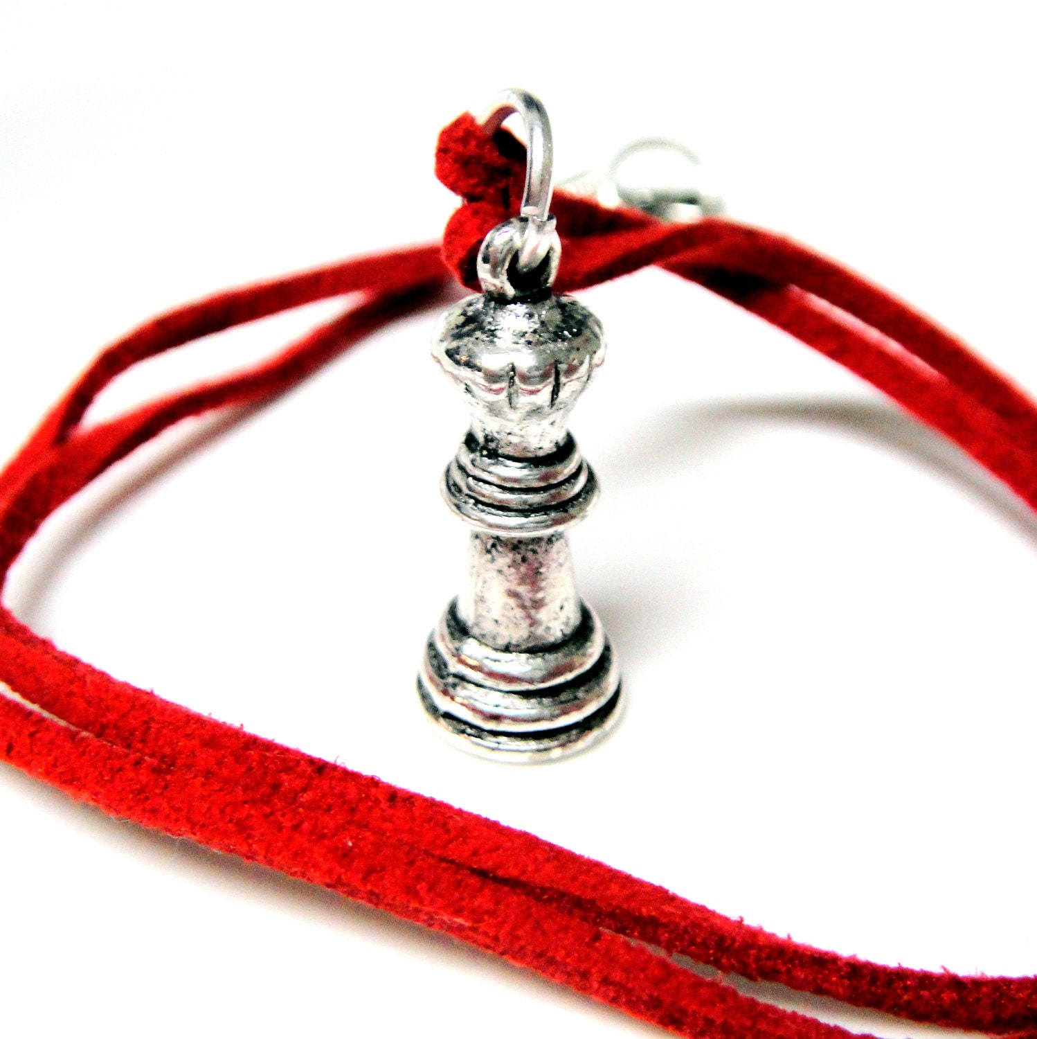 Twilight - Breaking Dawn - Queen Chess Piece Necklace on Red Suede - Chess, Twilight, Vampire,
