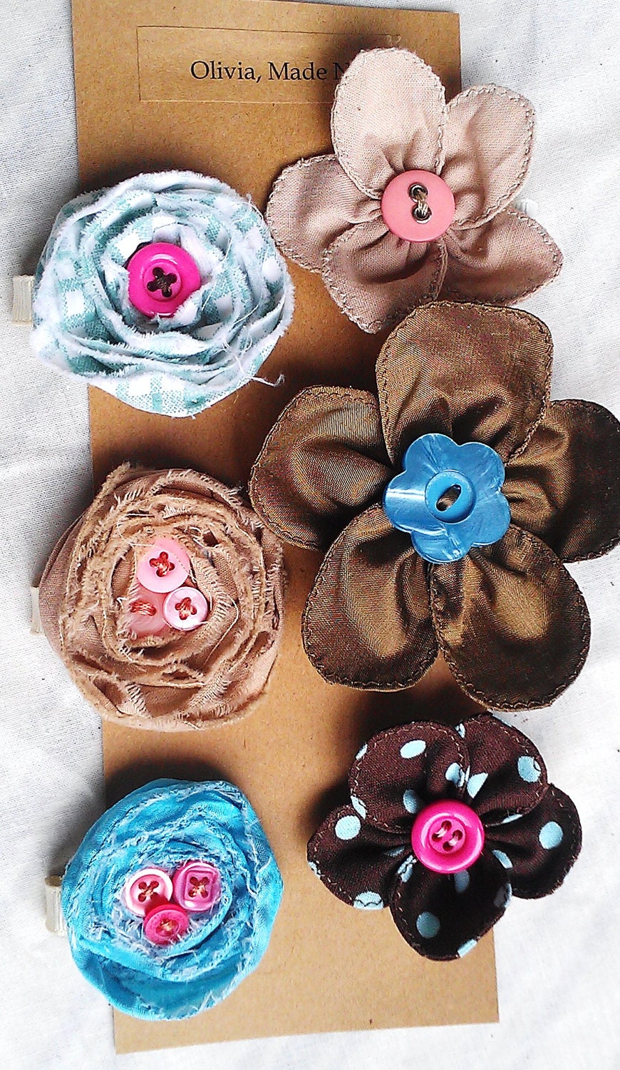 Hair Clip Set Instant Collection-Winter, Spring, Summer, Fall Set of 6 Flower Hair Clips