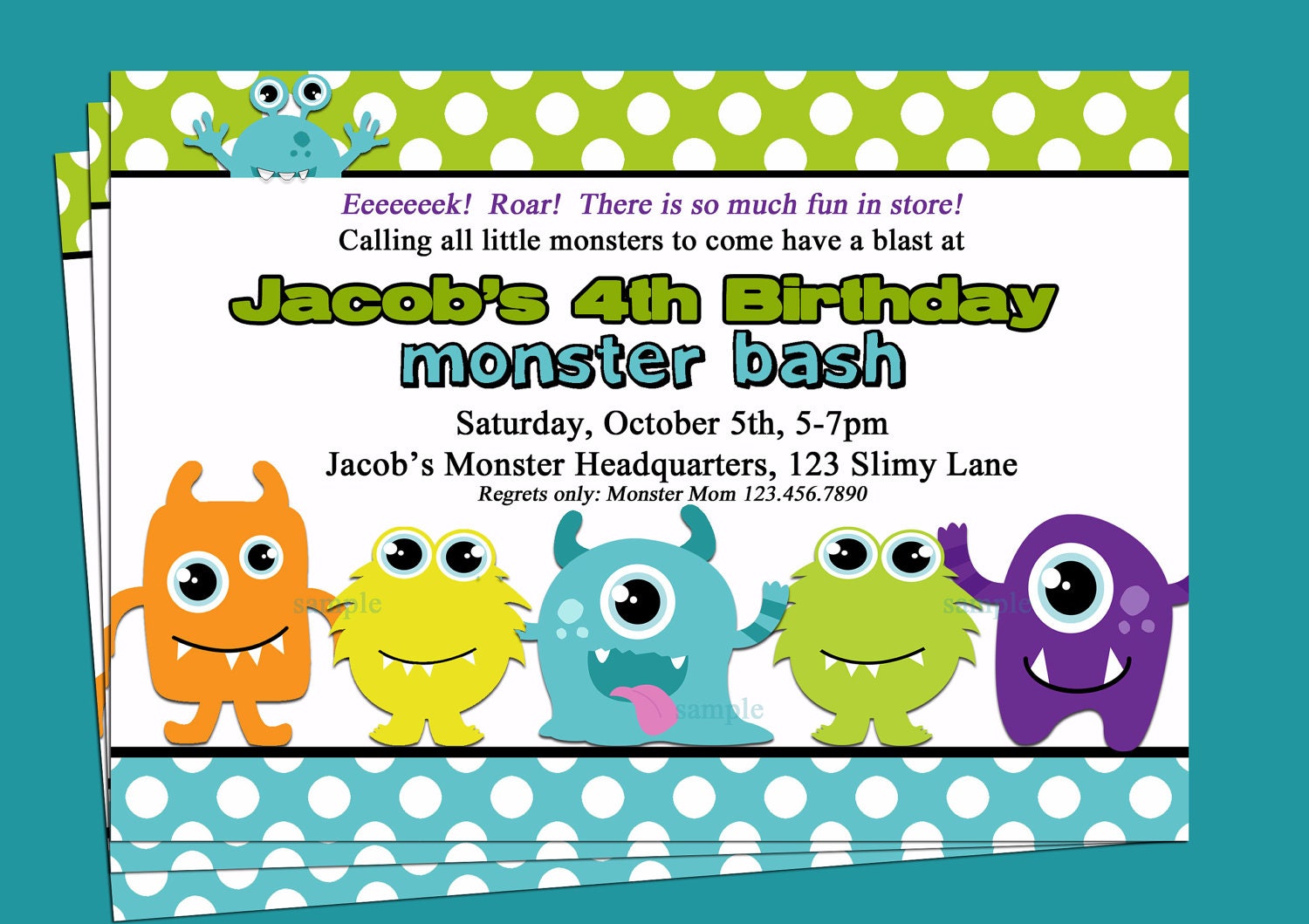 Monster Invitation Printable - My Cute Lil' Monster Collection