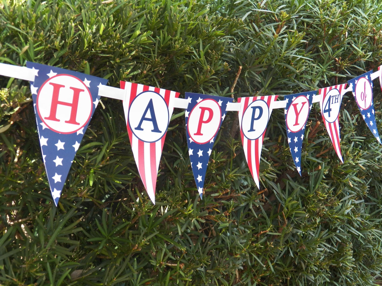 July Fourth Bunting Banner Printable - Red White and Blue - 4th of July -Stars and Stripes Collection