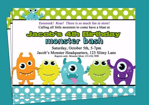 Monster Invitation Printable - My Cute Lil' Monster Collection Il_570xn