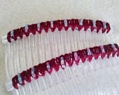 Beaded Hair Combs - Burgundy - One Pair
