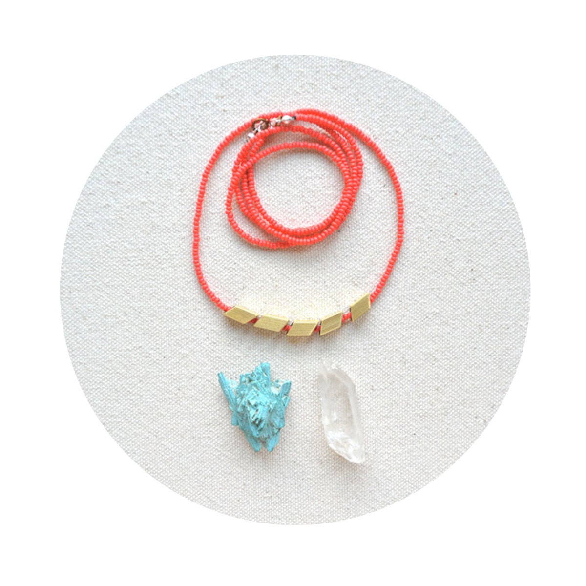 The Helsinki Series in Coral- Modern Geometric Necklace