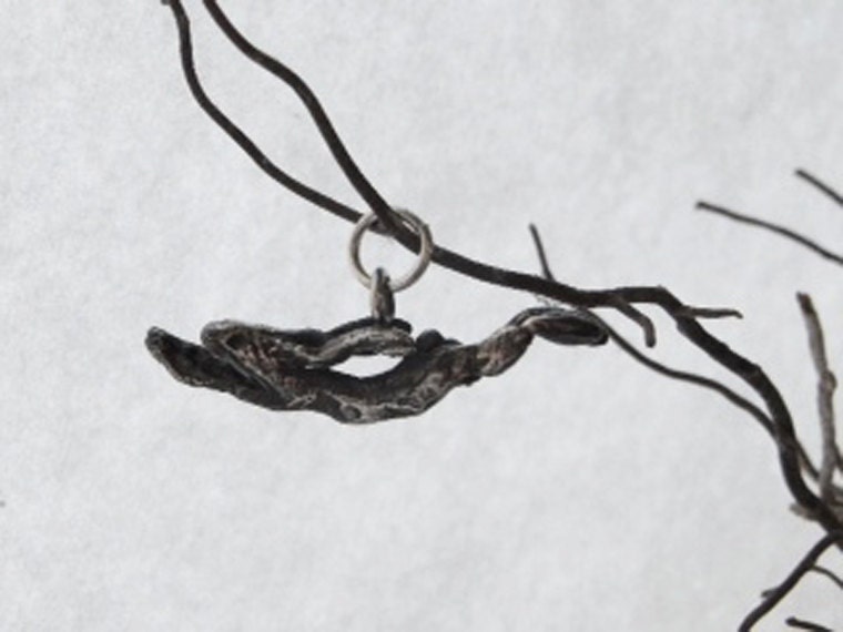 Archie Hare Charm, oxidised sterling silver running hare charm.