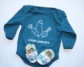 Little Locavore Organic Gift Set for Baby-  Blue Organic Bodysuit and matching handmade Organic Bike Shoes 0 3 6 12 18 months