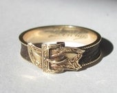 Antique CIVIL WAR Era Buckle and Hair 14K Ring