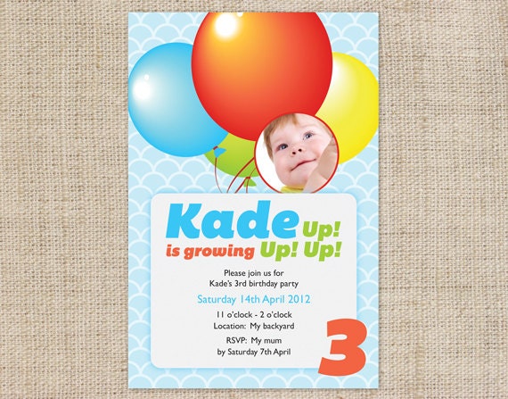 Printable Custom Birthday Party Invitation - Up, Up, Up Il_570xn