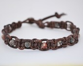 Mens Bracelet-Antique Brown Knotted Leather Bracelet