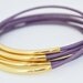 Purple Leather Bangles with Gold or Silver Tubes