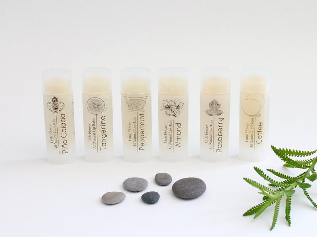 ANY 4 Natural Lip Balms / Shea butter lipbalm / beeswax lip balm  / tangerine chapstick /bath and beauty body lip balms