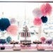 8- tissue Pom Poms-  Nautical