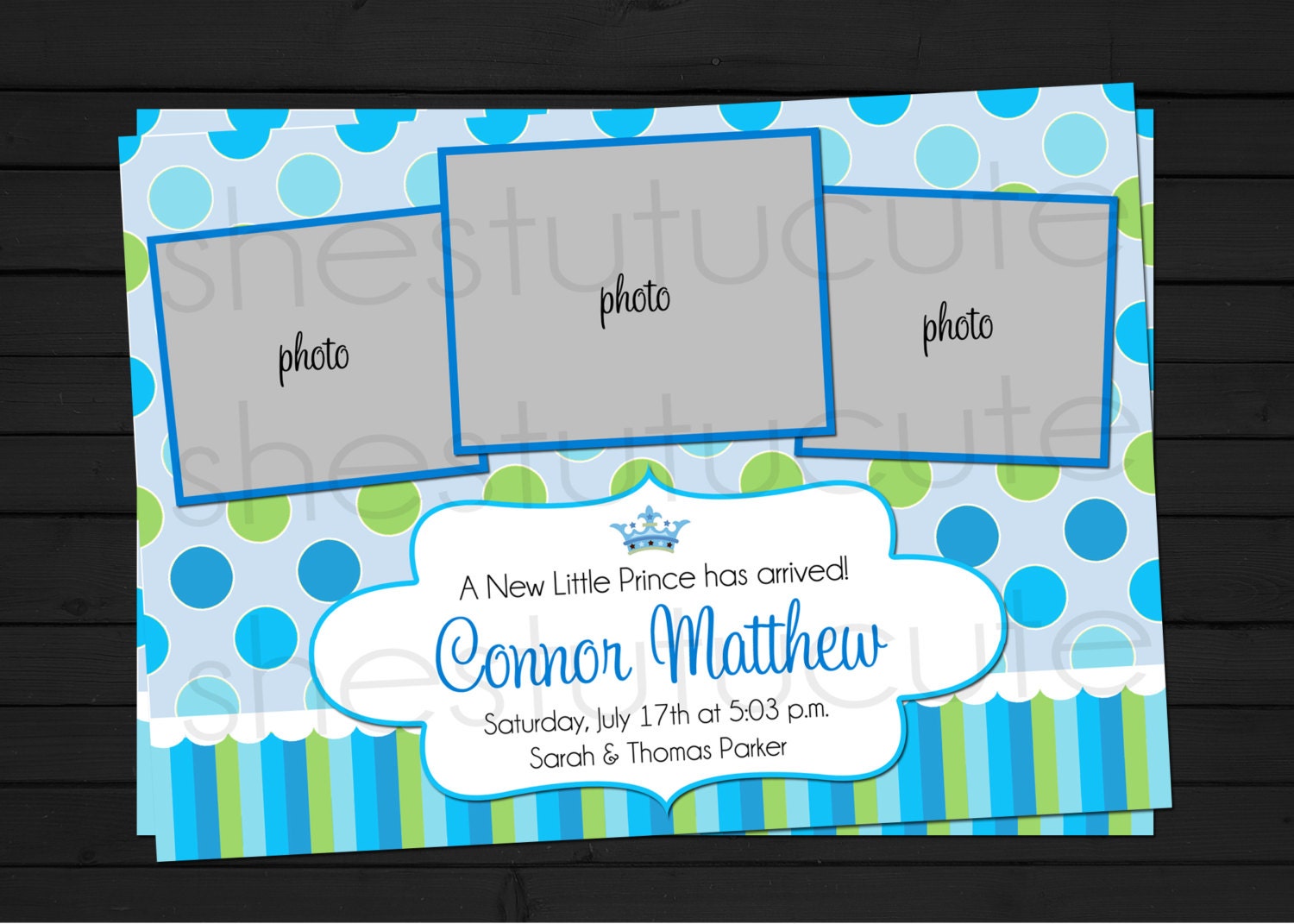 Little Prince Birth Announcement Digital File YOU-PRINT Il_570xn