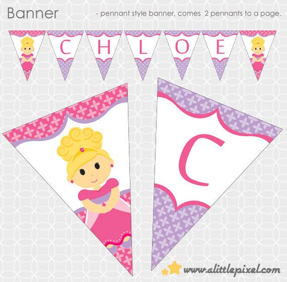 Princess Party Banner - Personalized Printable Il_170x135