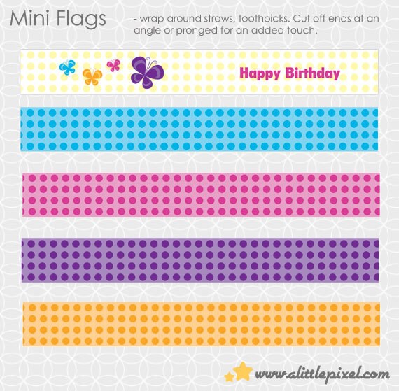 Butterfly Party Mini Flags Il_570xn