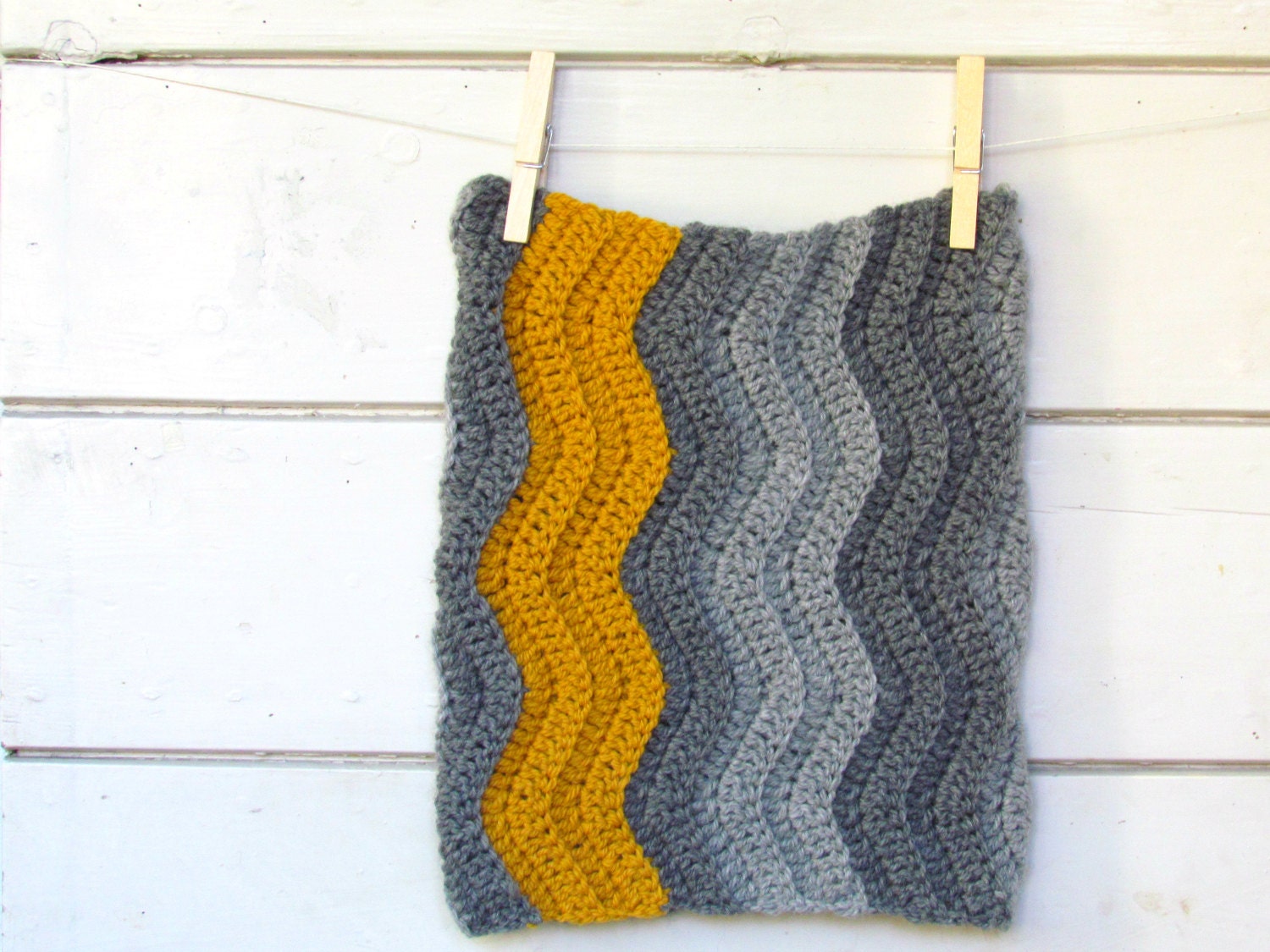 Chevron Cowl - Tube scarf - Chunky grey and mustard - stripe luxury alpaca -  fall accessory  -  man woman - Coupon "SPECIAL" - 15% OFF