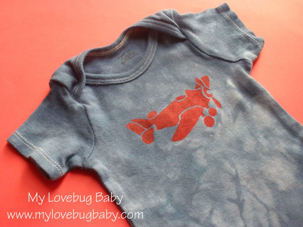 Red Airplane Onesie - Hand Dyed & Painted