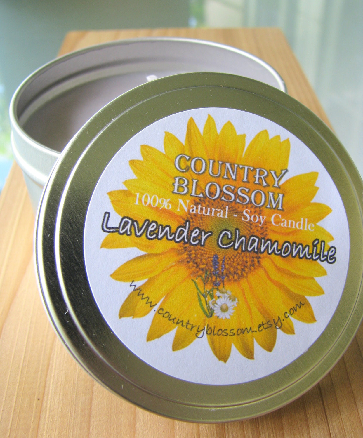Lavender Chamomile 8 oz Tin Soy Wax Candle