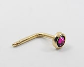 NOSE STUD - solid 14k GOLD & 3 mm Hot Pink Swarovski crystal. nose ring