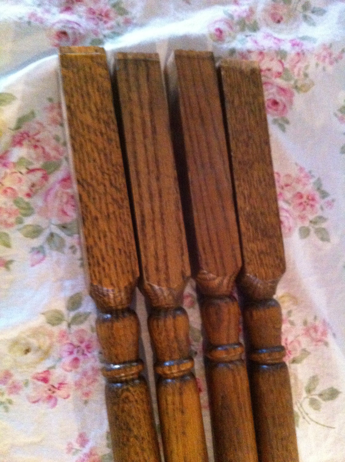 Vintage Set of Four Wood Post Table Legs Architectural Salvage Spindle - Shabby chic Cottage Upcycle