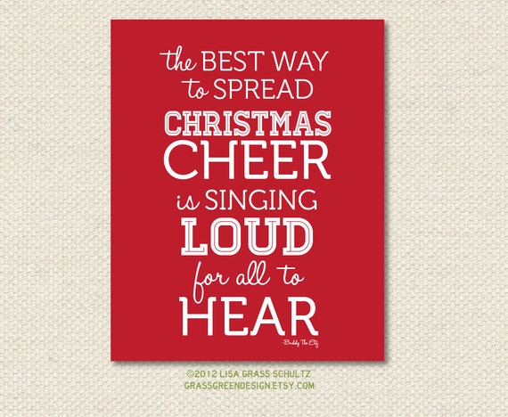 8x10 Buddy The Elf Christmas Cheer Quote Print by grassgreendesign