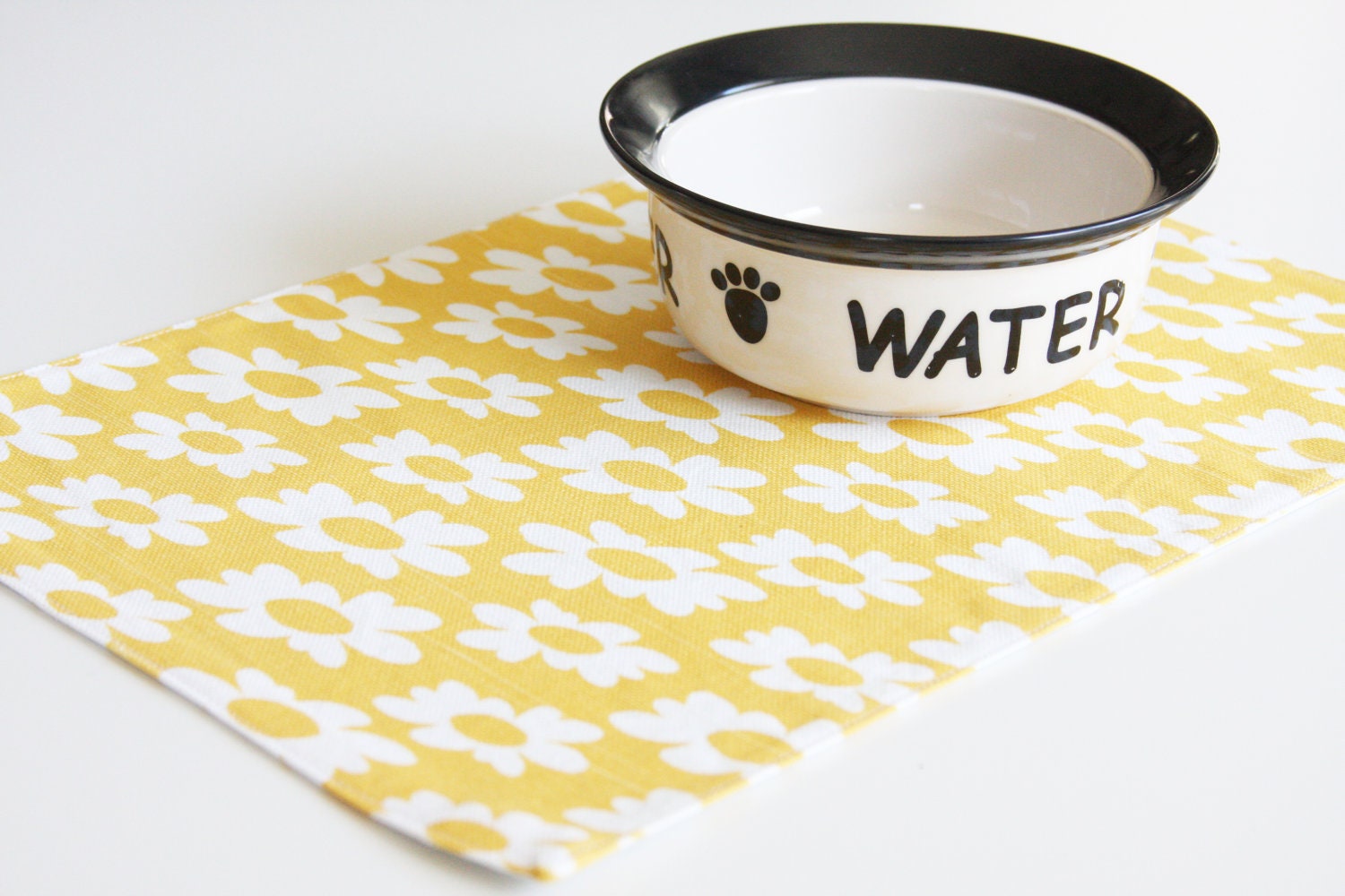 Pet-Mat - yellow with white flowers:  small size - toocutecustomcrafts