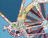 Bike Baltimore --bike art of original map painting