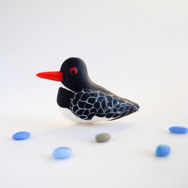 Oystercatcher Brooch - Bird watching jewelry - Nautical Pin