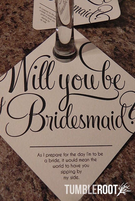 Adorable Be My Bridesmaid Wine Glass Tags - 5 pack