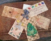 Primitive Christmas Gift Tags - Stained and Grubby - Use for Gifts, Tree Decorations or Craft Projects
