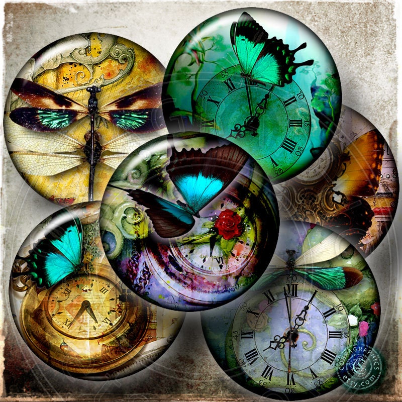 Steampunk Dream - Digital Collage Sheet CG-563C - 1.5 inch (or smaller) circles - for Scrapbooking, Resin Pendants, Bottle Caps