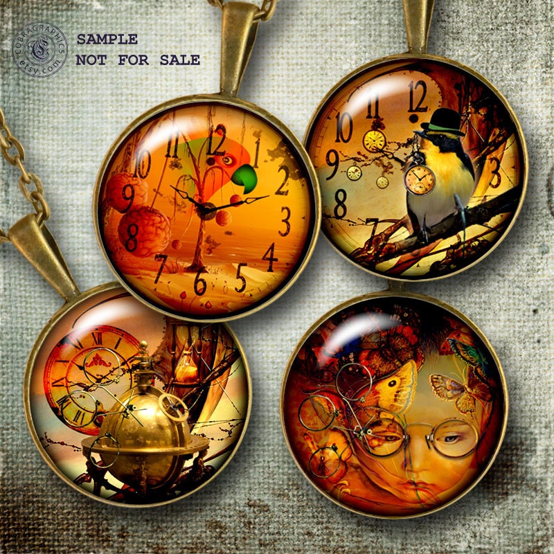 Steampunk Fantasy - Digital Collage Sheet CG-602 - 1.5 inch (or smaller) circles - for Scrapbooking, Resin Pendants, Bottle Caps